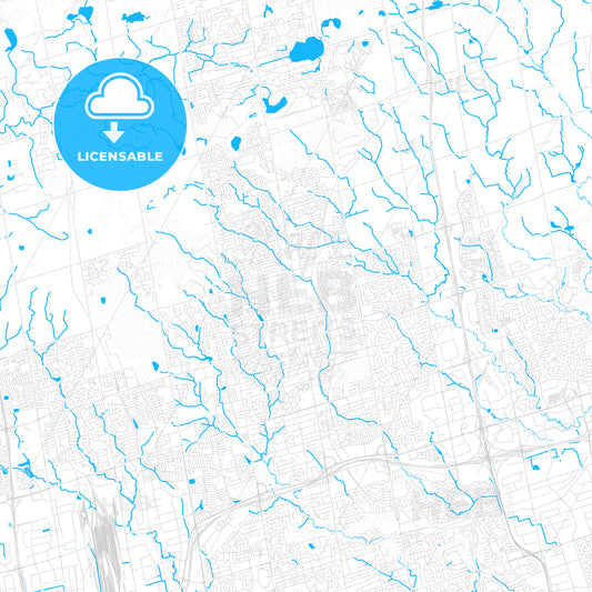 Richmond Hill, Canada PDF vector map with water in focus