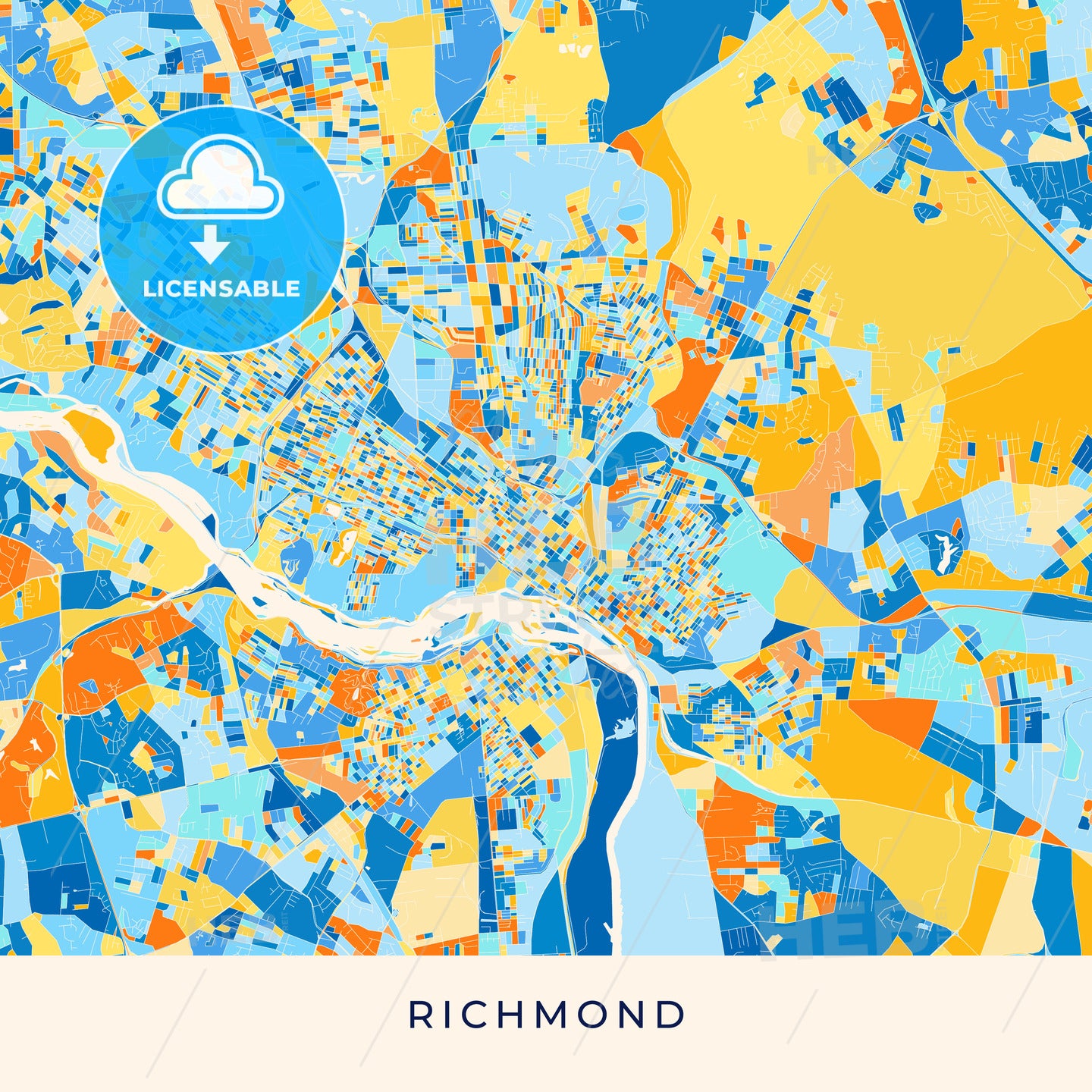 Richmond Colorful Map Poster Template - HEBSTREITS