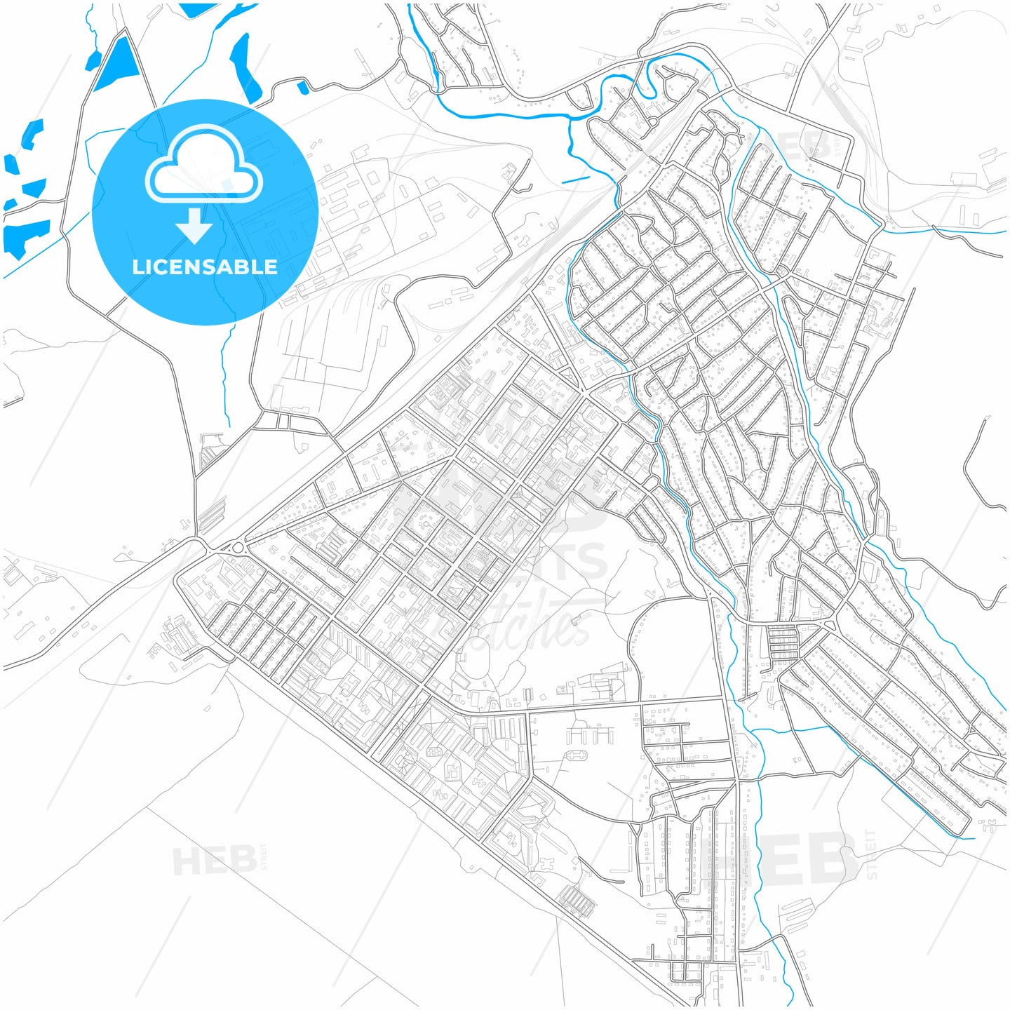 Ridder, East Kazakhstan Region, Kazakhstan, city map with high quality roads.