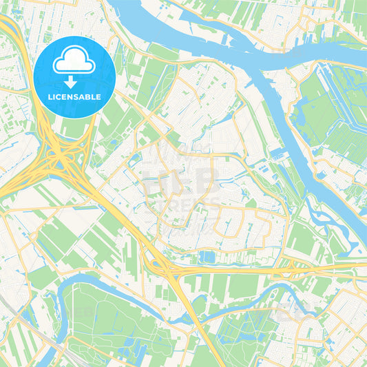 Ridderkerk, Netherlands Vector Map - Classic Colors