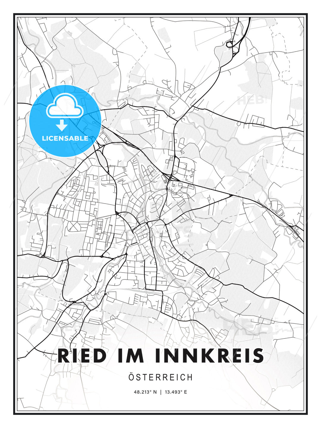 Ried im Innkreis, Austria, Modern Print Template in Various Formats - HEBSTREITS Sketches