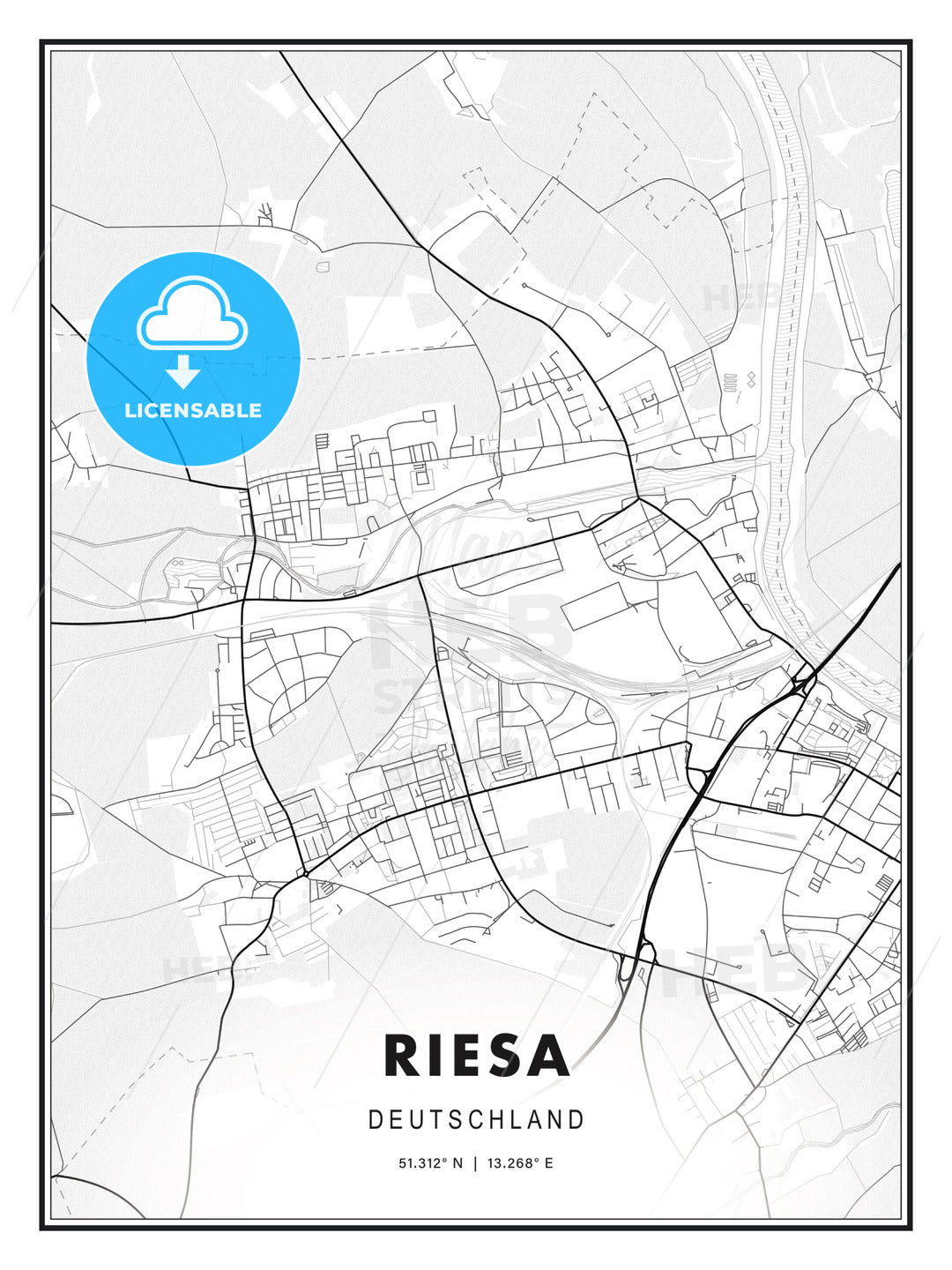 Riesa, Germany, Modern Print Template in Various Formats - HEBSTREITS Sketches