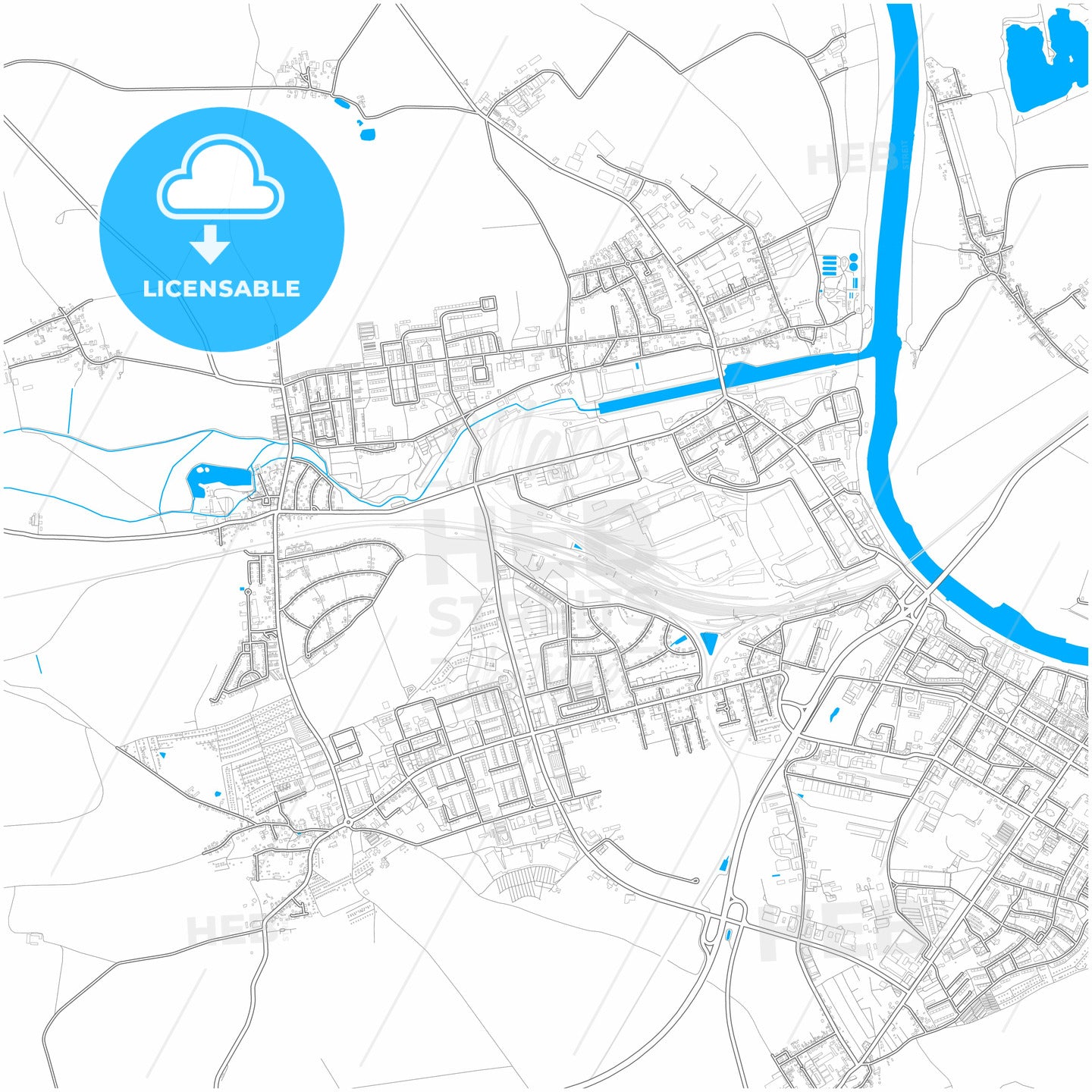 Riesa, Saxony, Germany, city map with high quality roads.