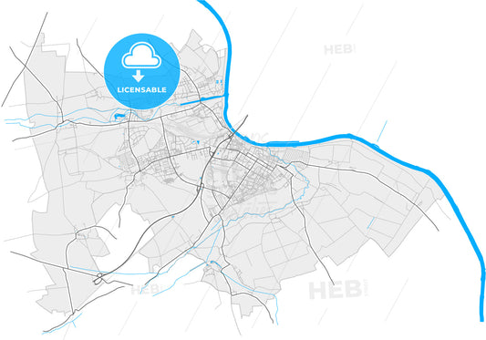 Riesa, Saxony, Germany, high quality vector map