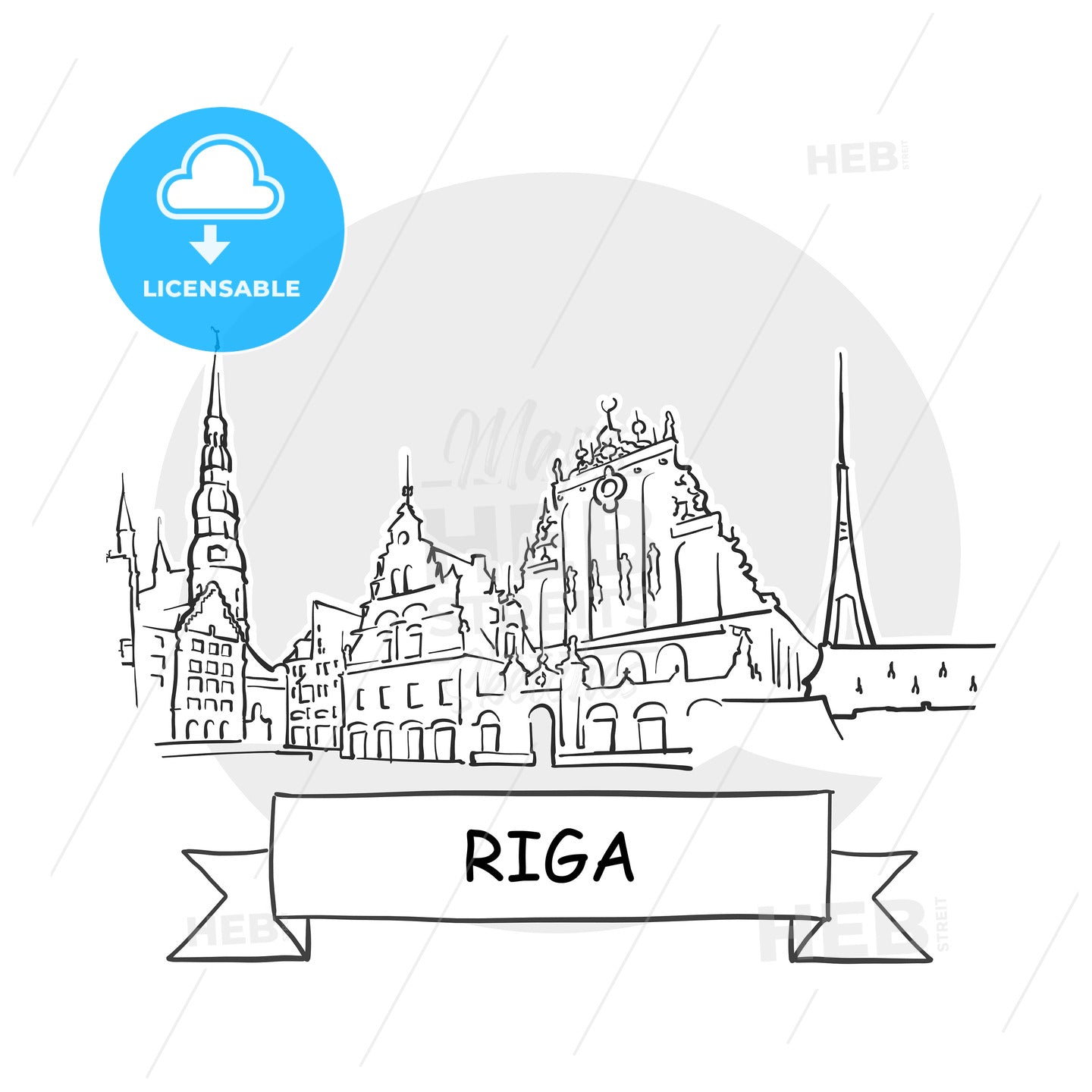 Riga Cityscape Vector Sign – instant download