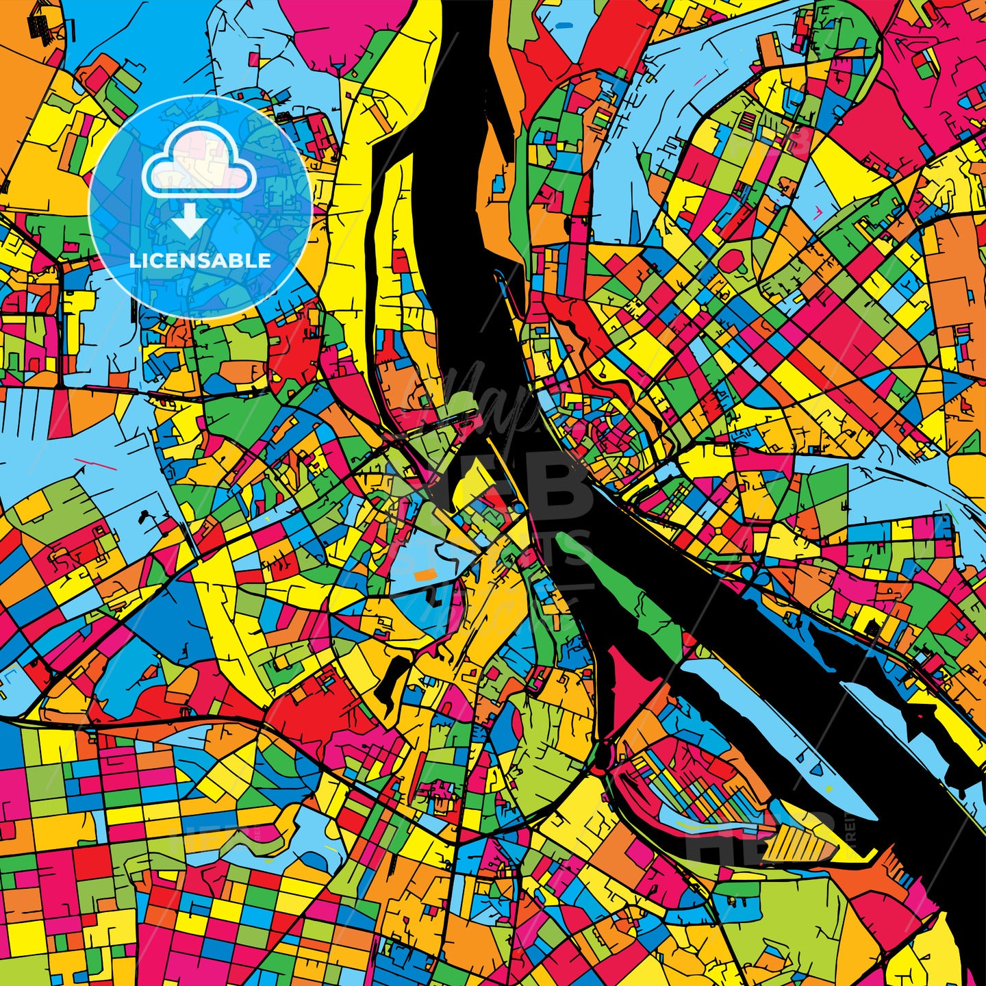 Riga Latvia Colorful Map
