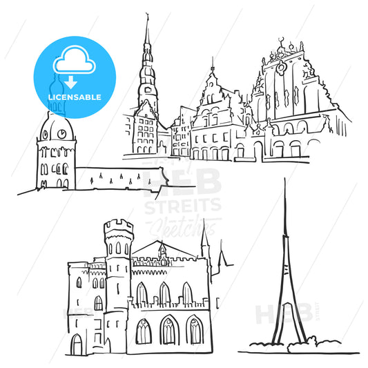 Riga Latvia Famous Buildings – instant download