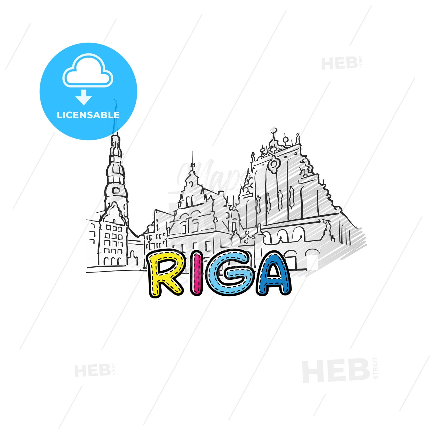 Riga Beautiful Sketched Icon – HEBSTREITS