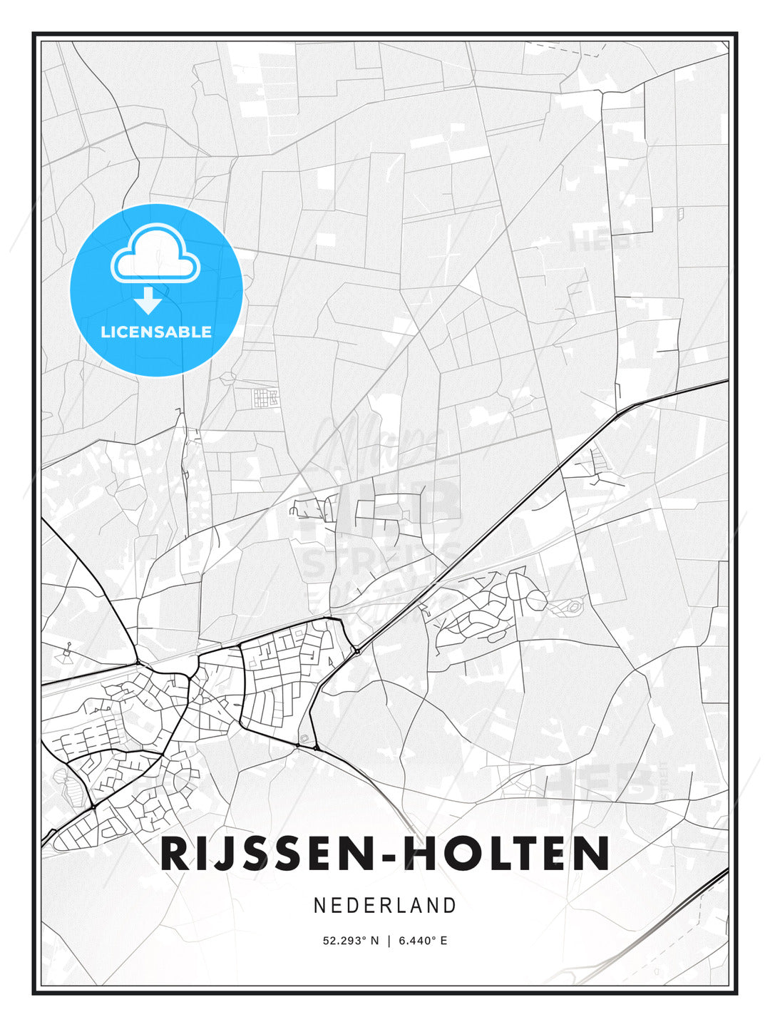 Rijssen-Holten, Netherlands, Modern Print Template in Various Formats - HEBSTREITS Sketches