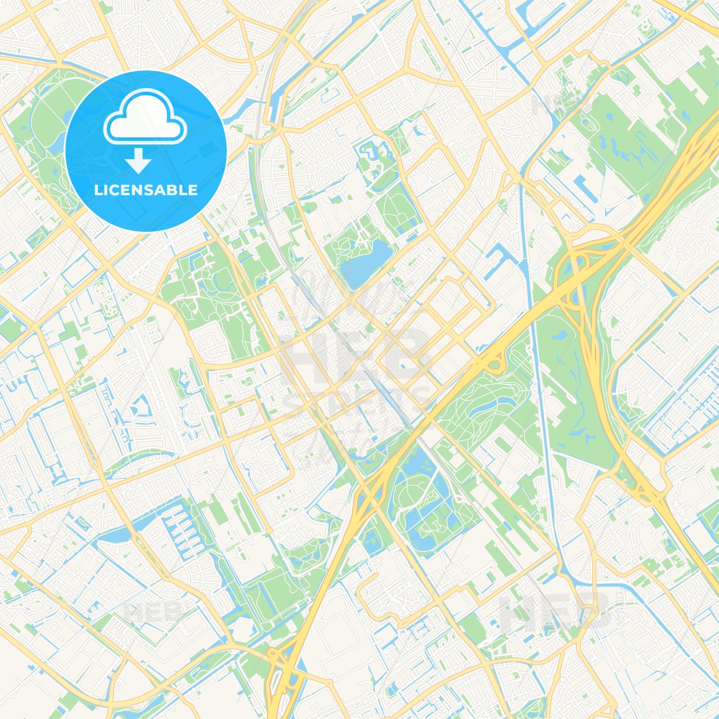 Rijswijk, Netherlands Vector Map - Classic Colors