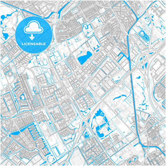 Rijswijk, South Holland, Netherlands, city map with high quality roads.