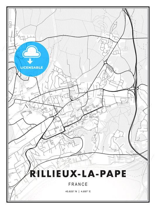 Rillieux-la-Pape, France, Modern Print Template in Various Formats - HEBSTREITS Sketches