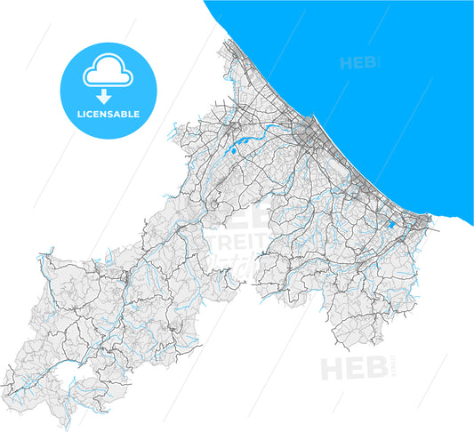 Rimini, Emilia-Romagna, Italy, high quality vector map