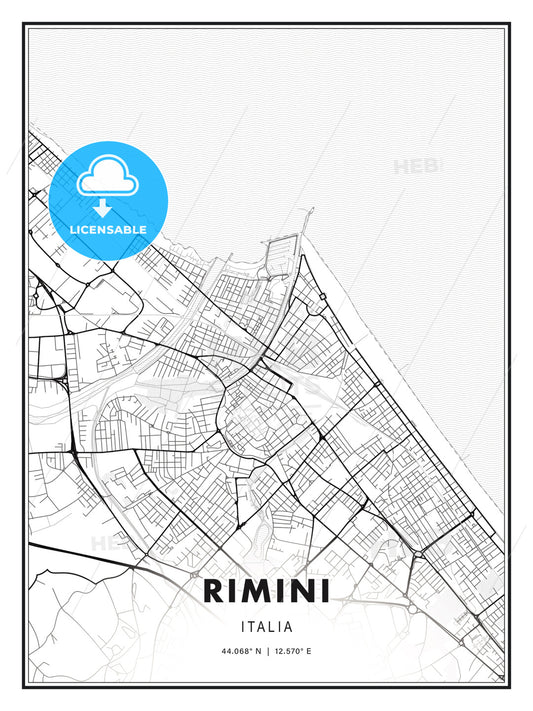 Rimini, Italy, Modern Print Template in Various Formats - HEBSTREITS Sketches