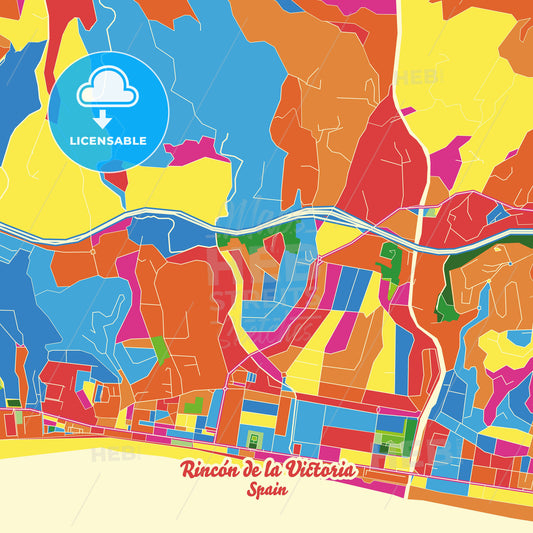 Rincón de la Victoria, Spain Crazy Colorful Street Map Poster Template - HEBSTREITS Sketches