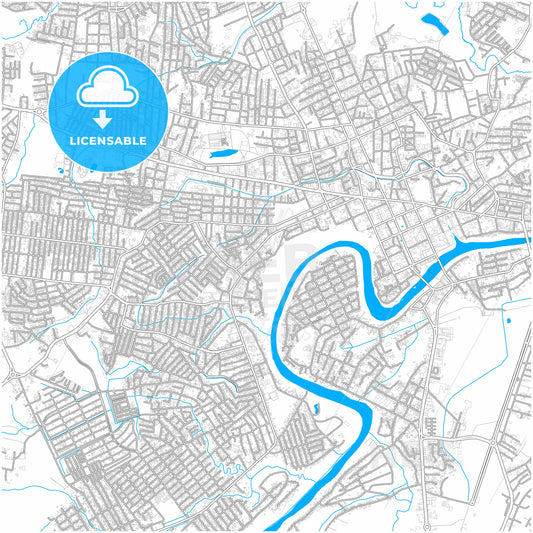 Rio Branco, Brazil, city map with high quality roads.