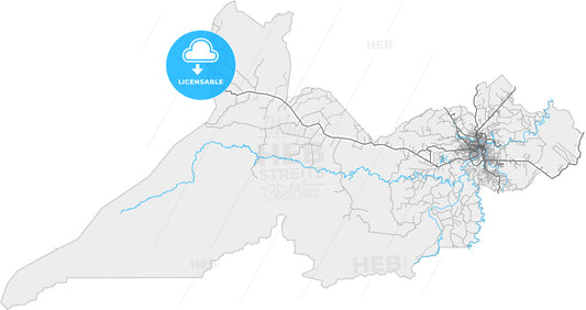 Rio Branco, Brazil, high quality vector map