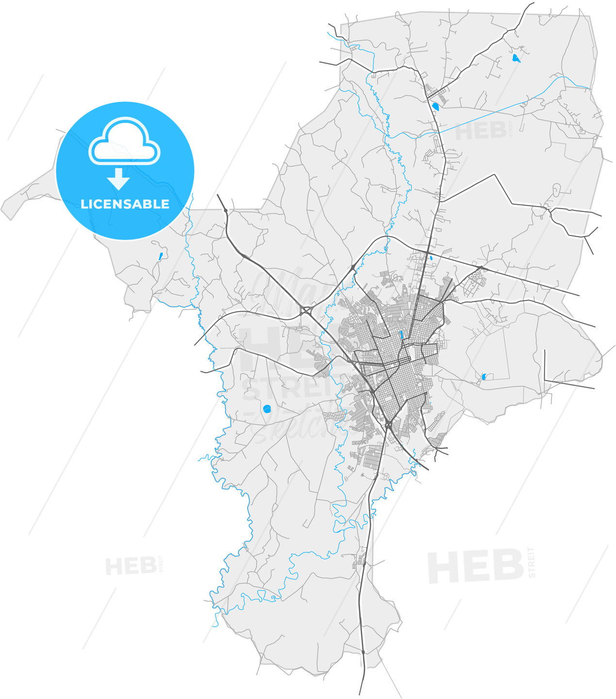 Rio Claro, Brazil, high quality vector map