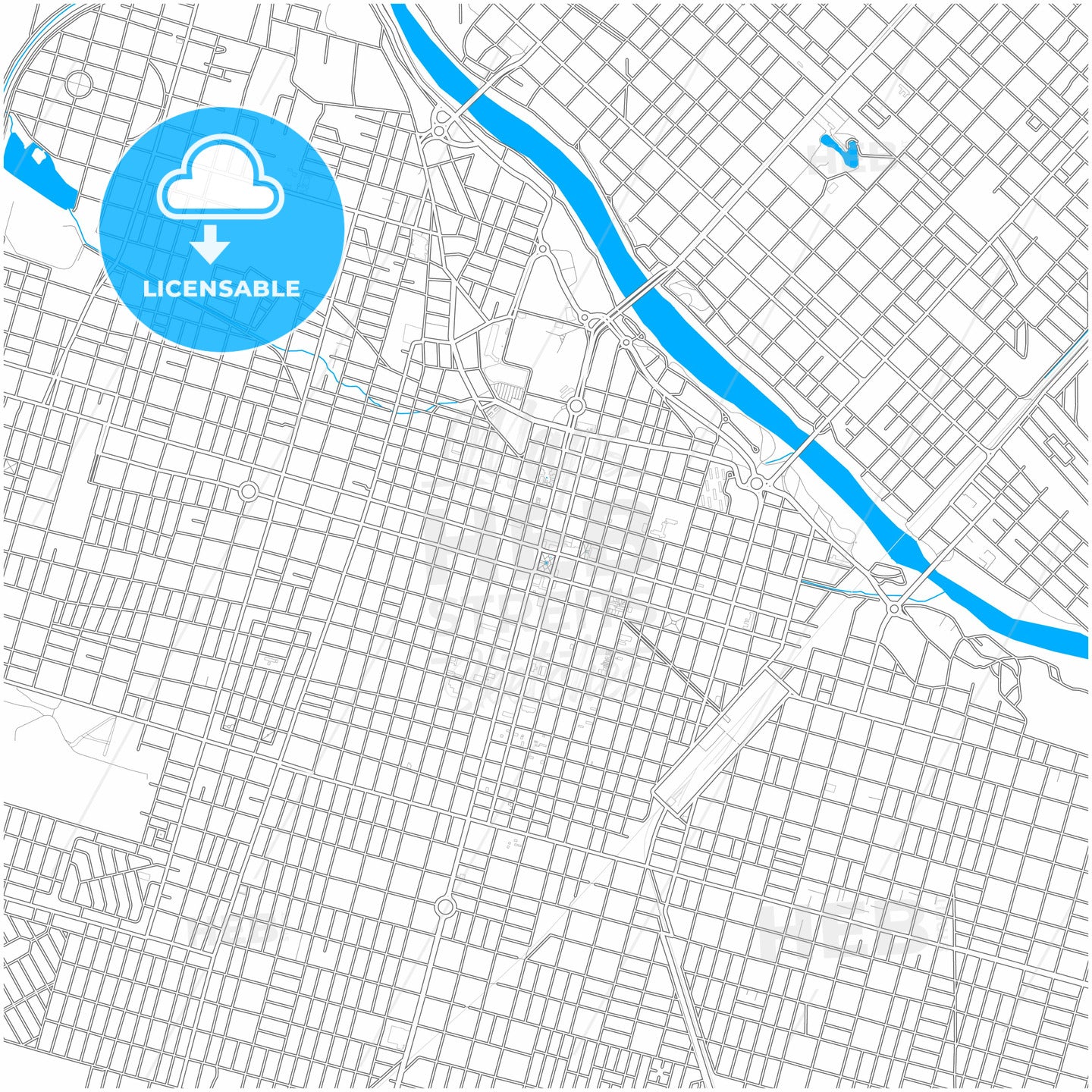 Rio Cuarto, Argentina, city map with high quality roads.