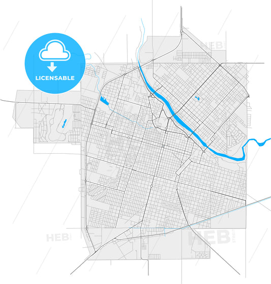 Rio Cuarto, Argentina, high quality vector map