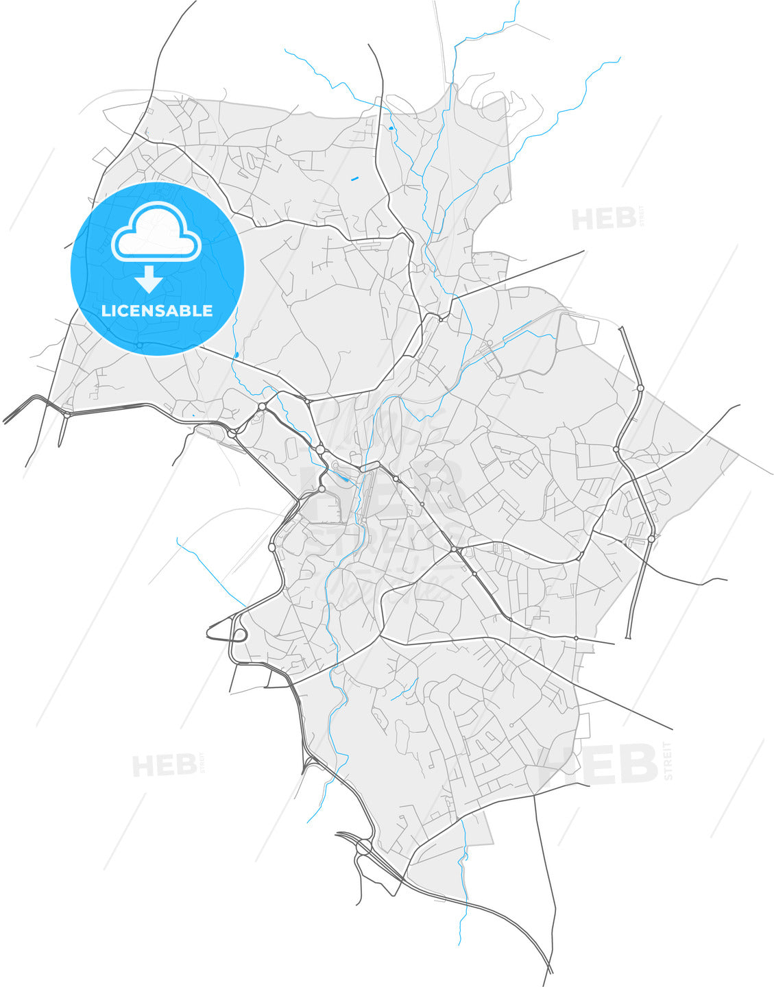 Rio Tinto, Gondomar, Portugal, high quality vector map