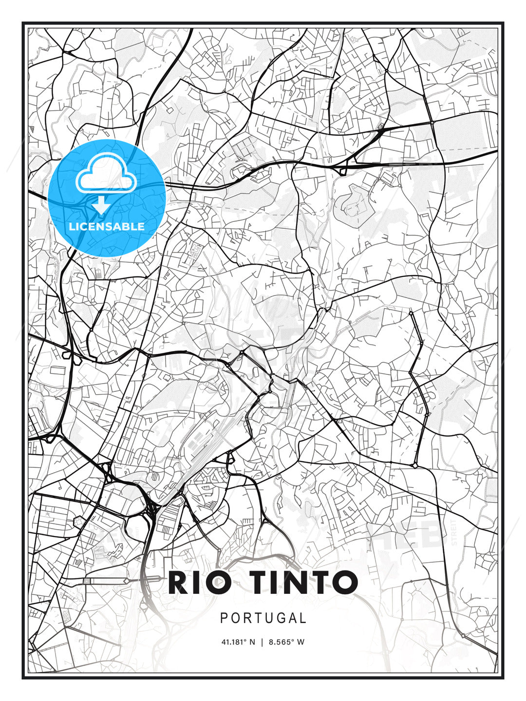 Rio Tinto, Portugal, Modern Print Template in Various Formats - HEBSTREITS Sketches