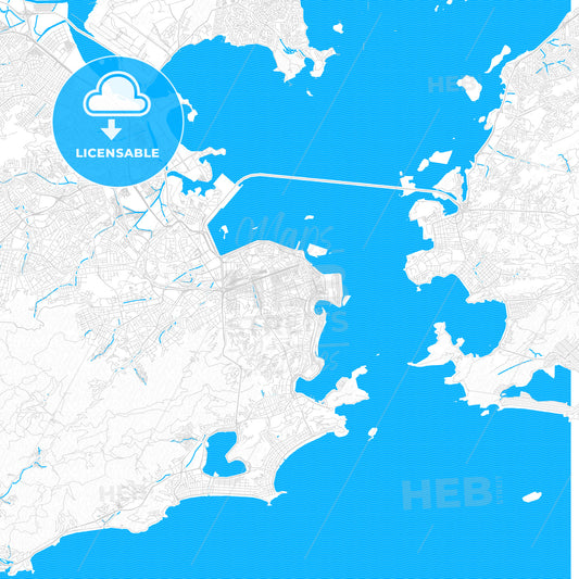 Rio de Janeiro, Brazil PDF vector map with water in focus