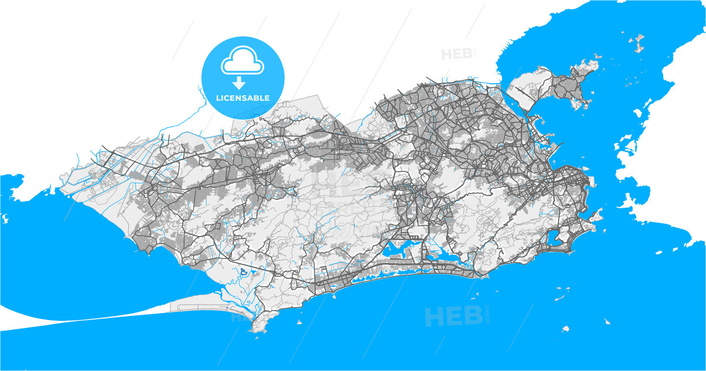 Rio de Janeiro, Brazil, high quality vector map