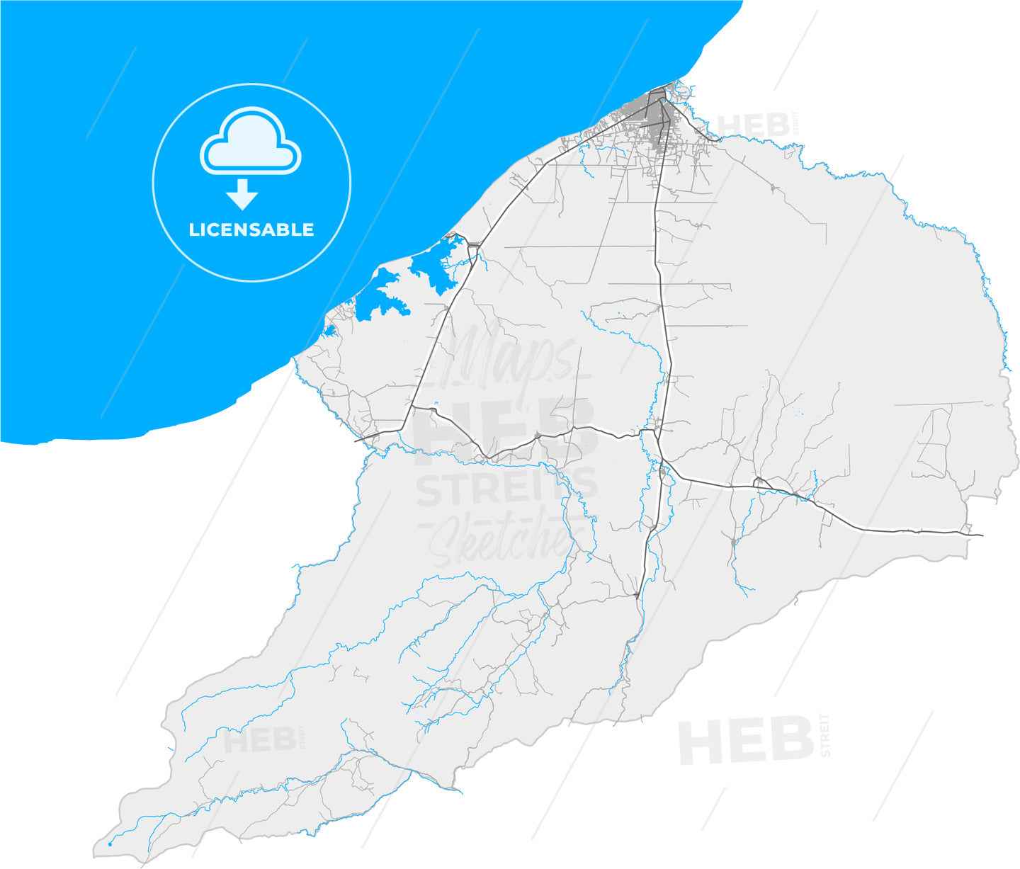 Riohacha, Colombia, high quality vector map