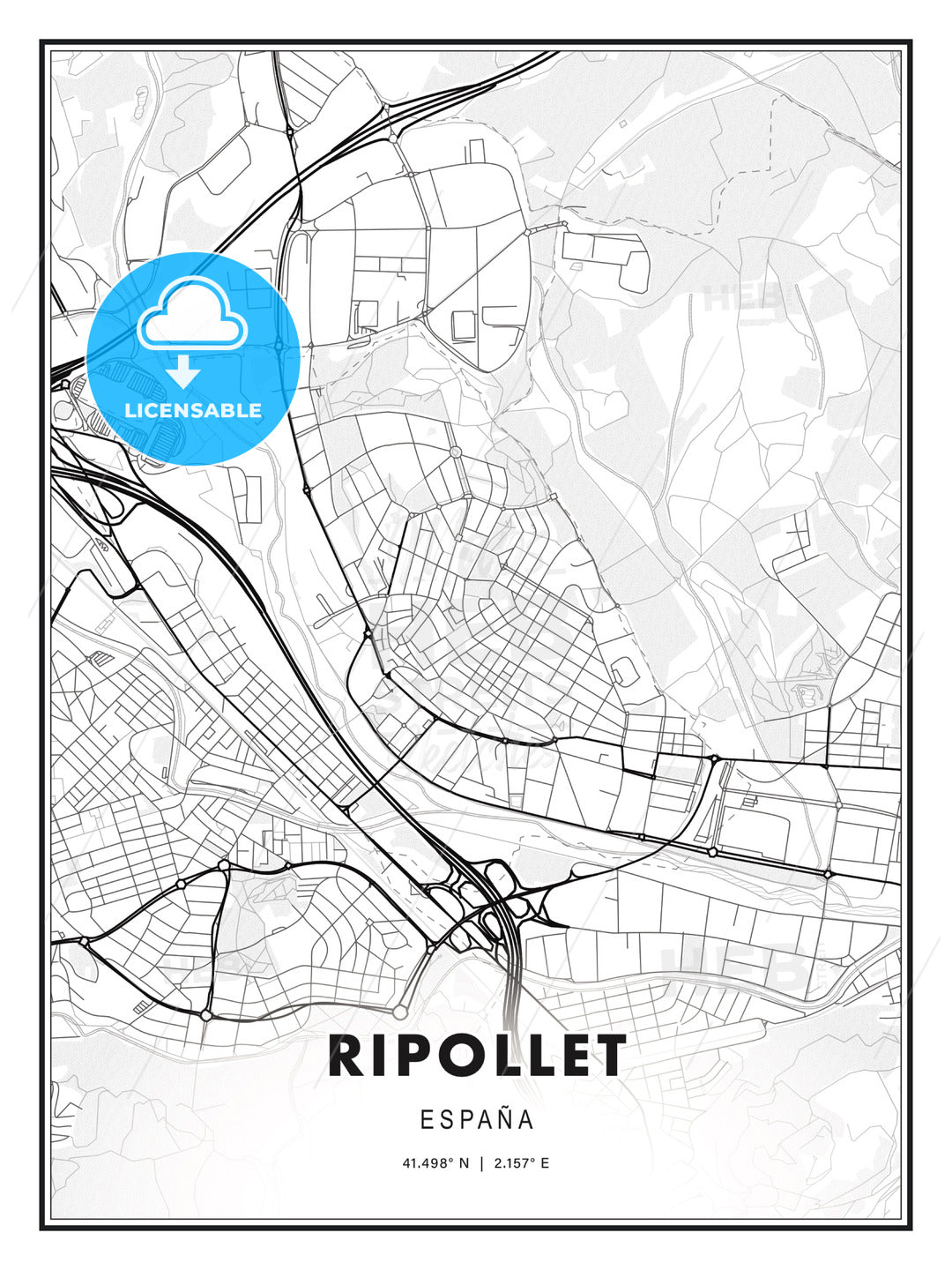 Ripollet, Spain, Modern Print Template in Various Formats - HEBSTREITS Sketches