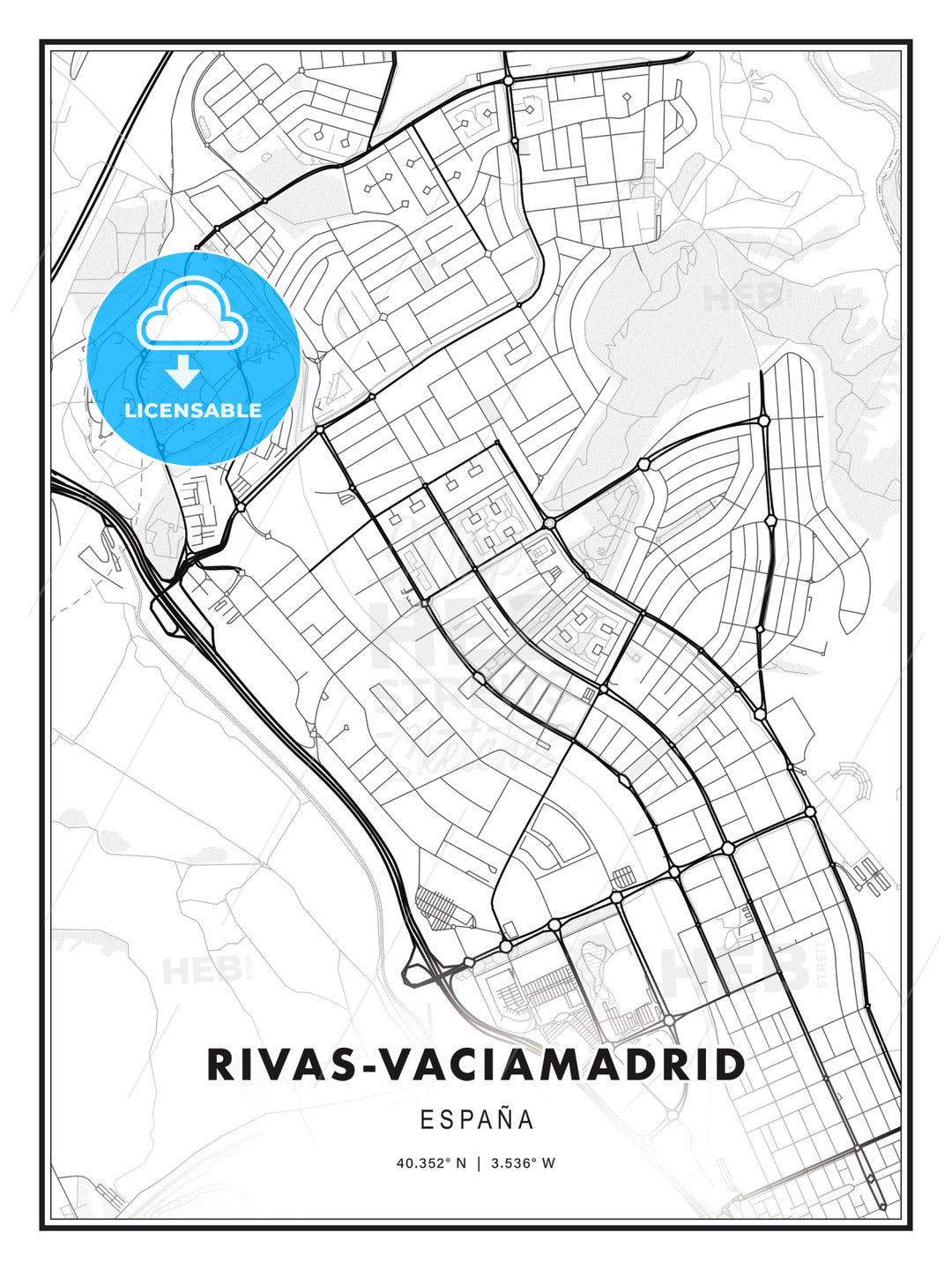 Rivas-Vaciamadrid, Spain, Modern Print Template in Various Formats - HEBSTREITS Sketches