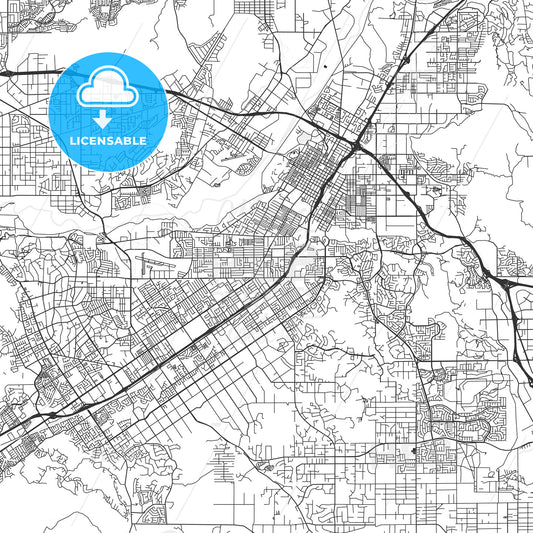 Riverside, California - Area Map - Light