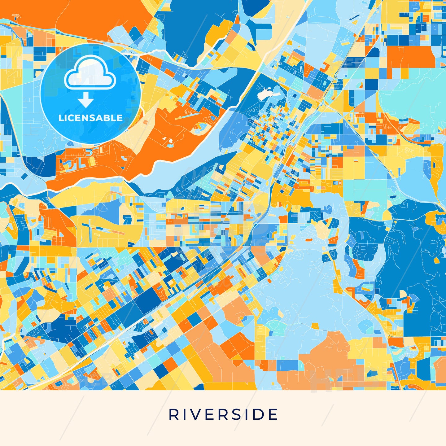 Riverside Colorful Map Poster Template – HEBSTREITS