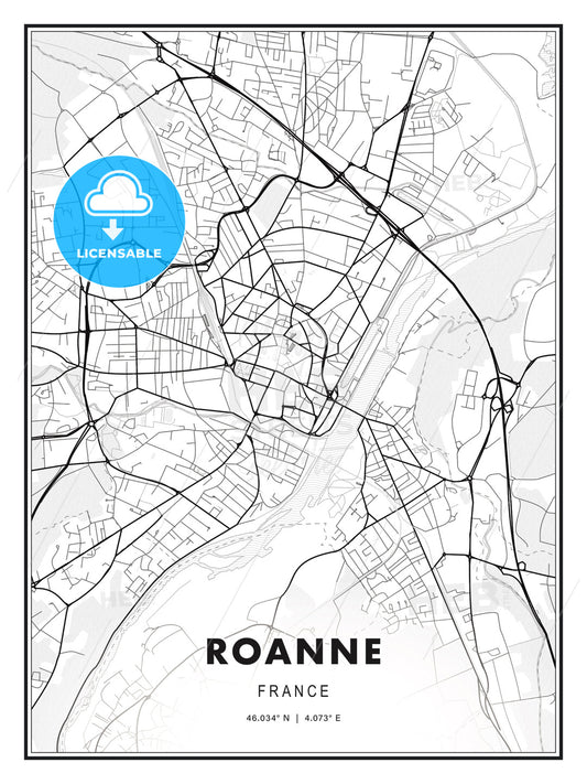 Roanne, France, Modern Print Template in Various Formats - HEBSTREITS Sketches