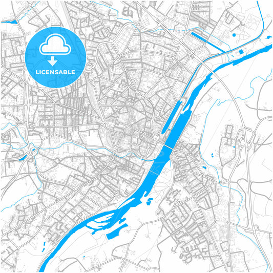 Roanne, Loire, France, city map with high quality roads.