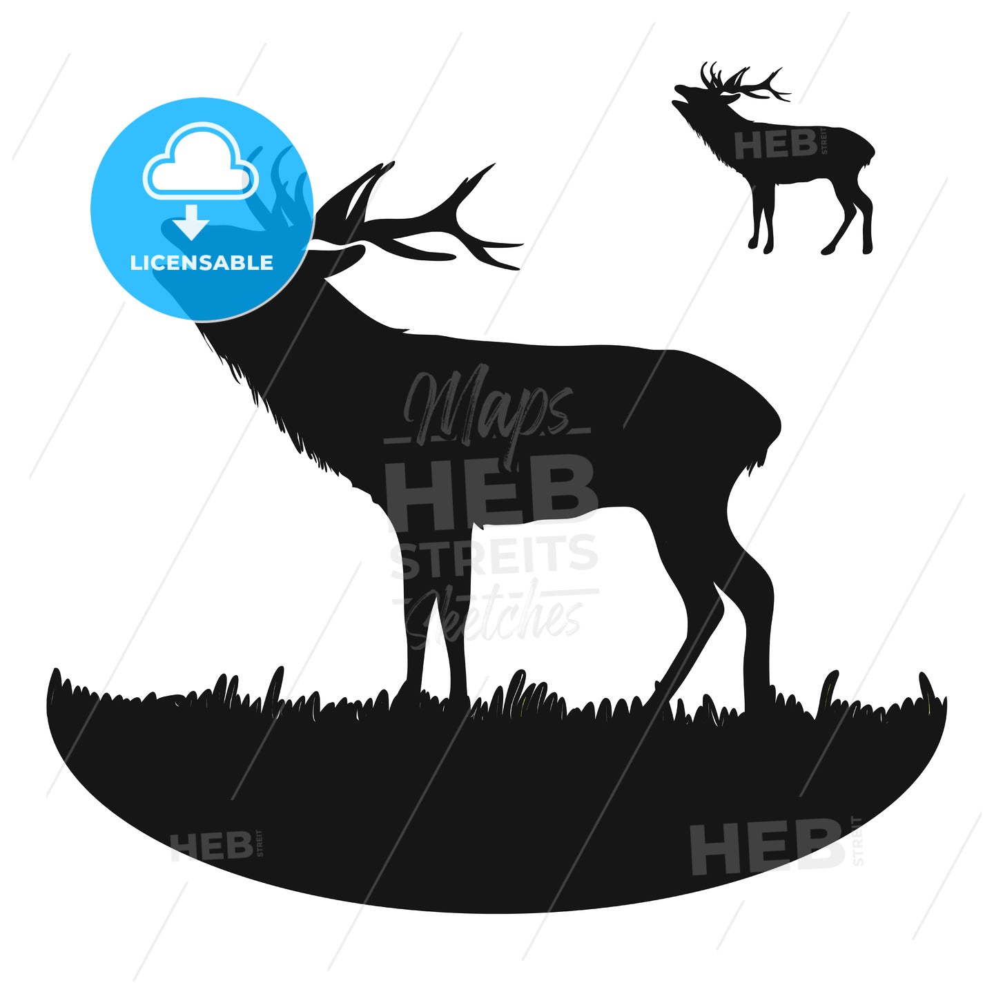 Roaring Deer Silhouette – instant download