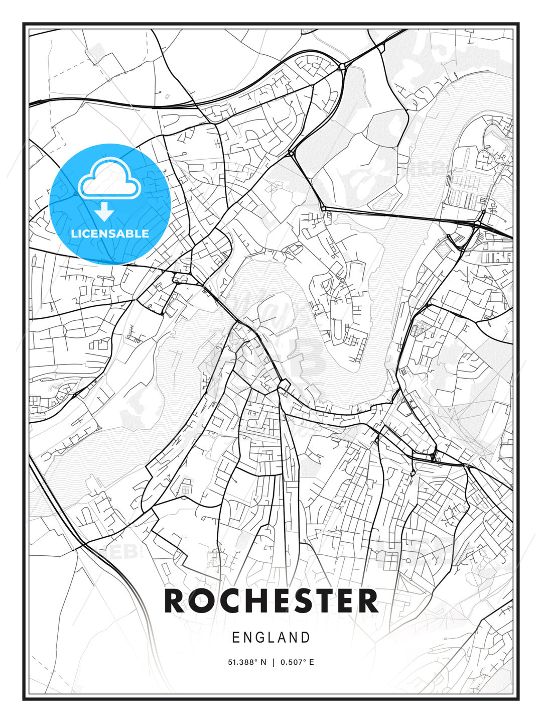 Rochester, England, Modern Print Template in Various Formats - HEBSTREITS Sketches