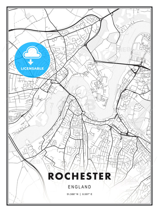 Rochester, England, Modern Print Template in Various Formats - HEBSTREITS Sketches