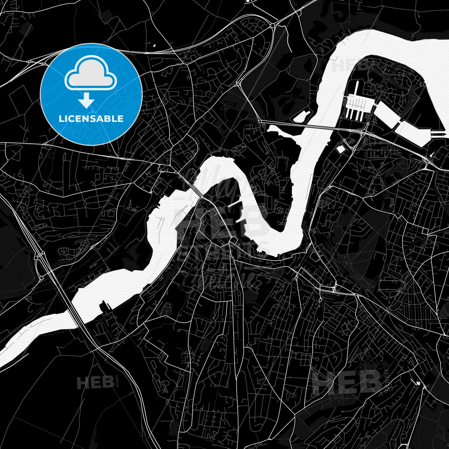 Rochester, England Pdf Vector Map Black And White – HEBSTREITS