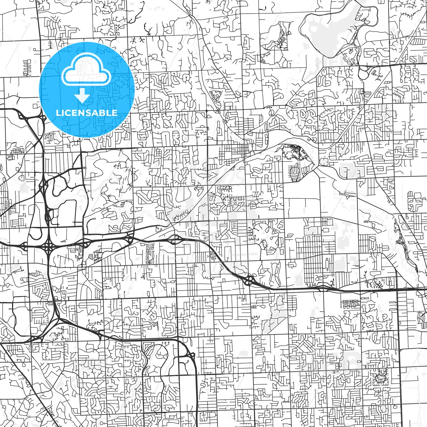 Rochester Hills, Michigan - Area Map - Light
