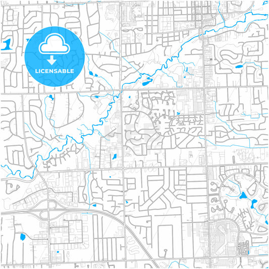 Rochester Hills, Michigan, United States, city map with high quality roads.