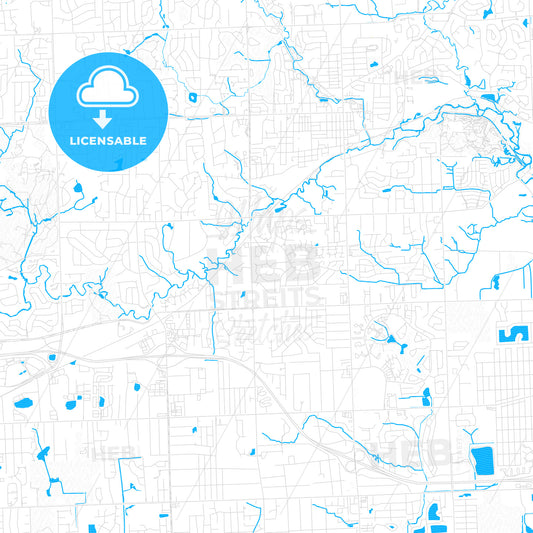 Rochester Hills, Michigan, United States, PDF vector map with water in focus