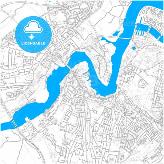 Rochester, South East England, England, city map with high quality roads.