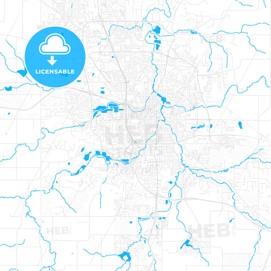 Rochester, Minnesota, United States, PDF vector map with water in focus