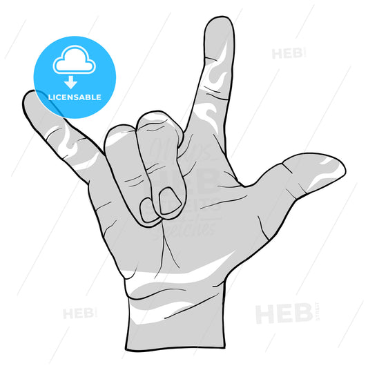 Rock Hand Metal Sign Drawing – instant download