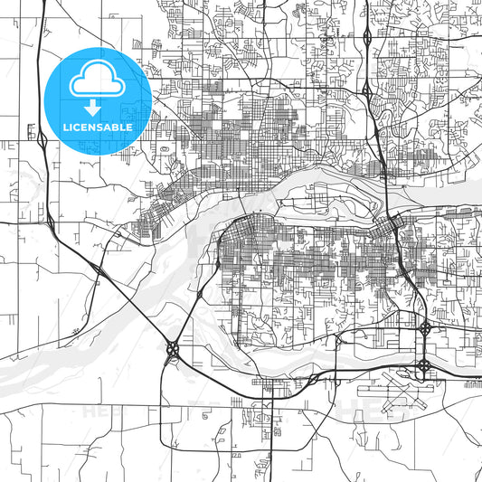 Rock Island, Illinois - Area Map - Light