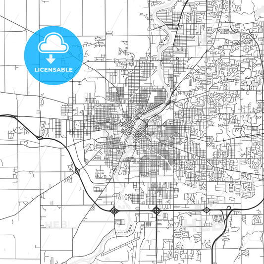 Rockford, Illinois - Area Map - Light