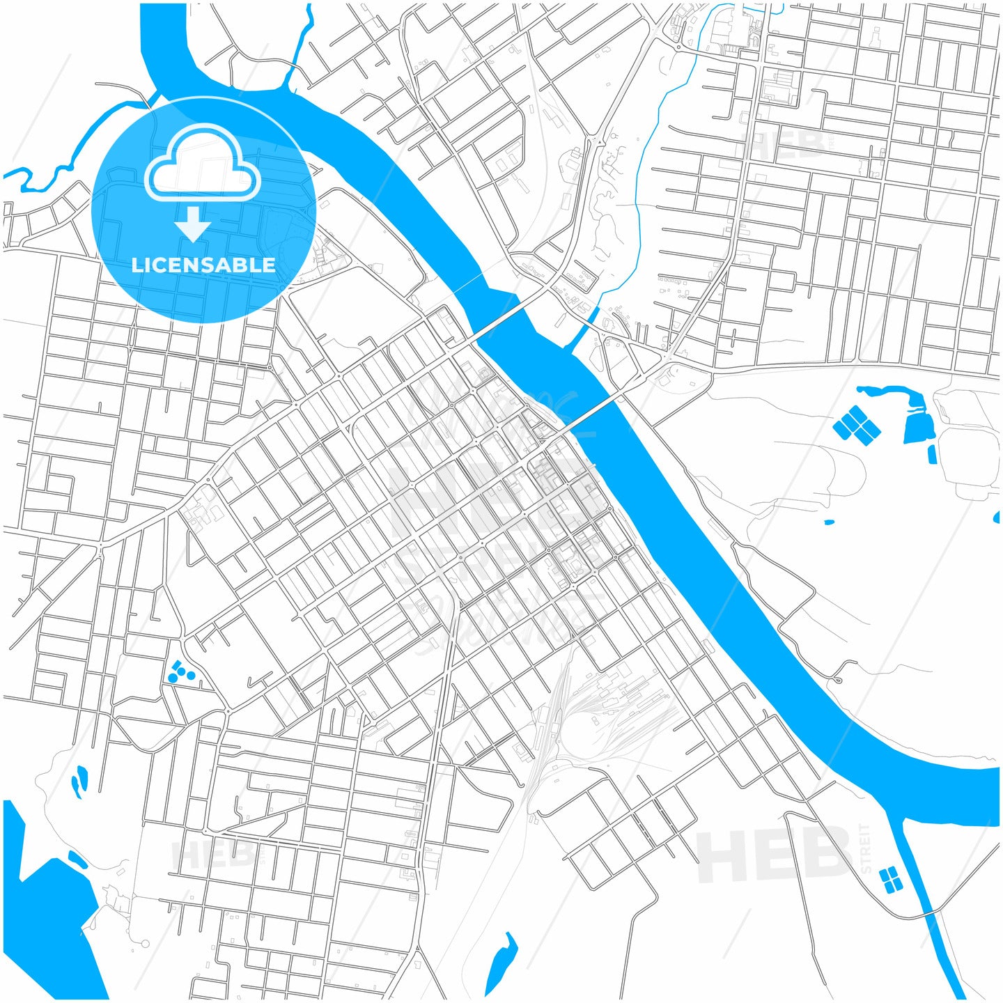 Rockhampton, Queensland, Australia, city map with high quality roads.