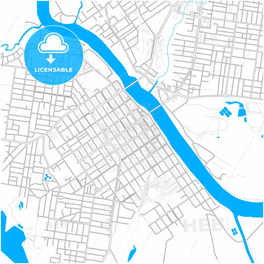 Rockhampton, Queensland, Australia, city map with high quality roads.