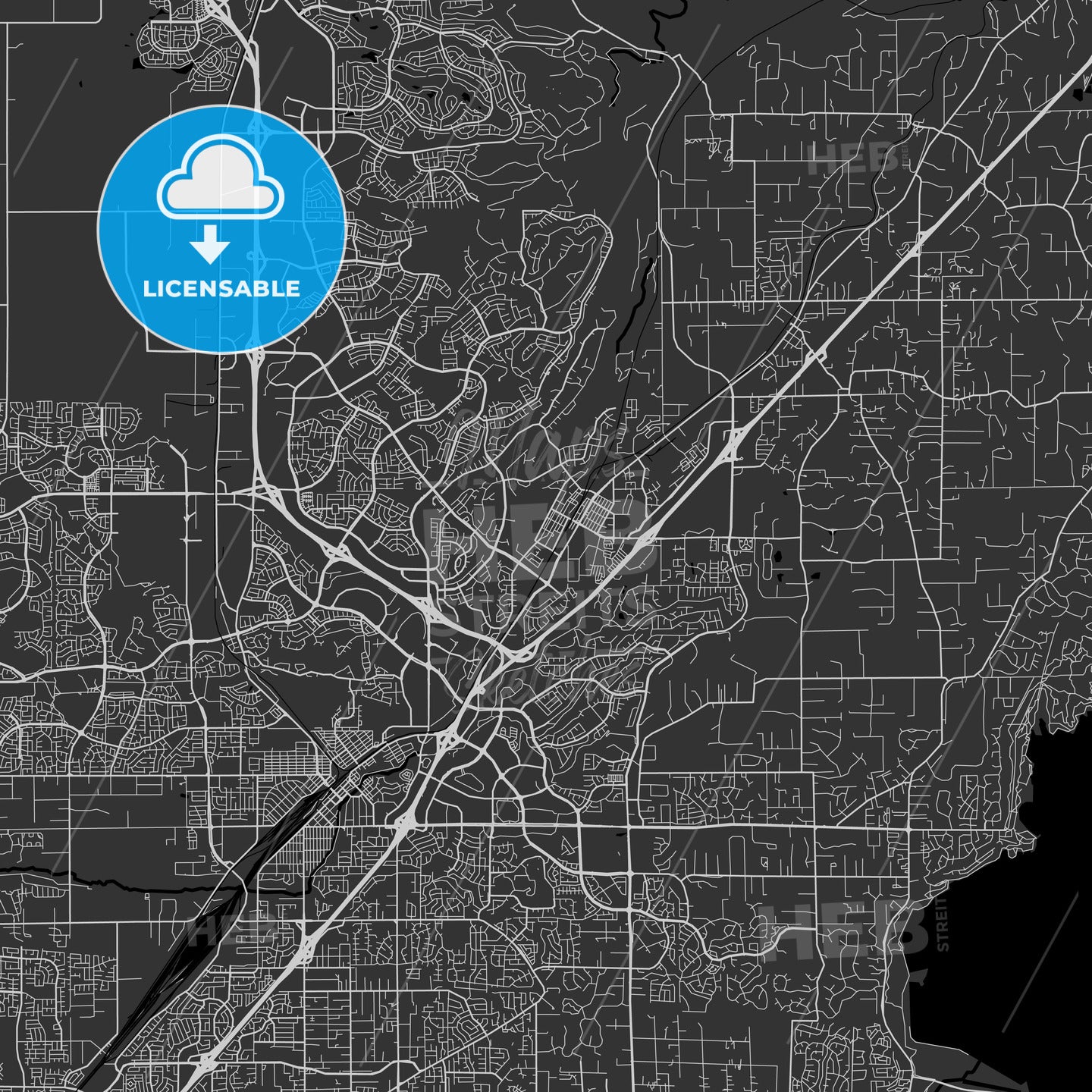 Rocklin, California - Area Map - Dark